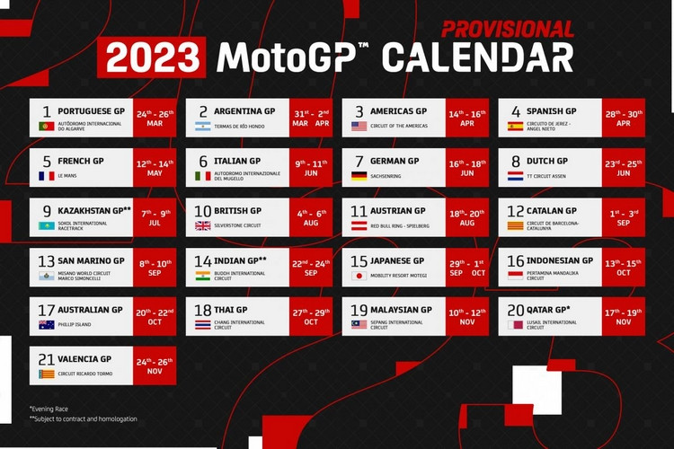 Calendrier MotoGP 2023