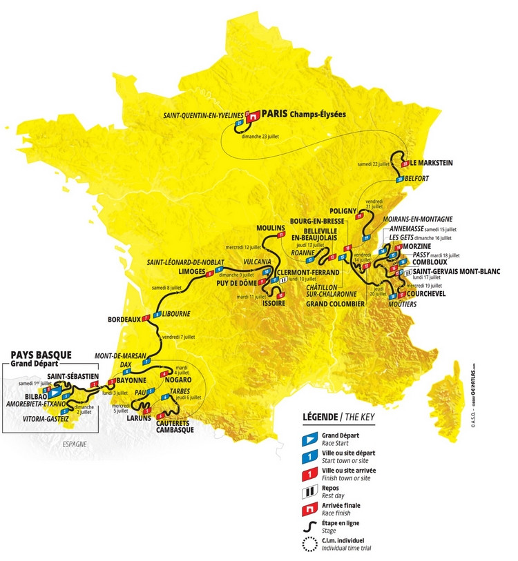 Parcours du Tour de France 2023